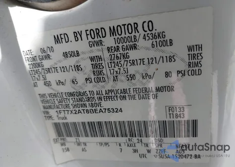 2011 Ford F-250 Xl from USA, damaged, VIN 1FT7X2AT8BEA75324